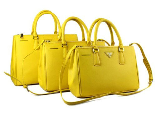 online 2014 Prada saffiano calfskin tote bag BN1786 lemonyellow